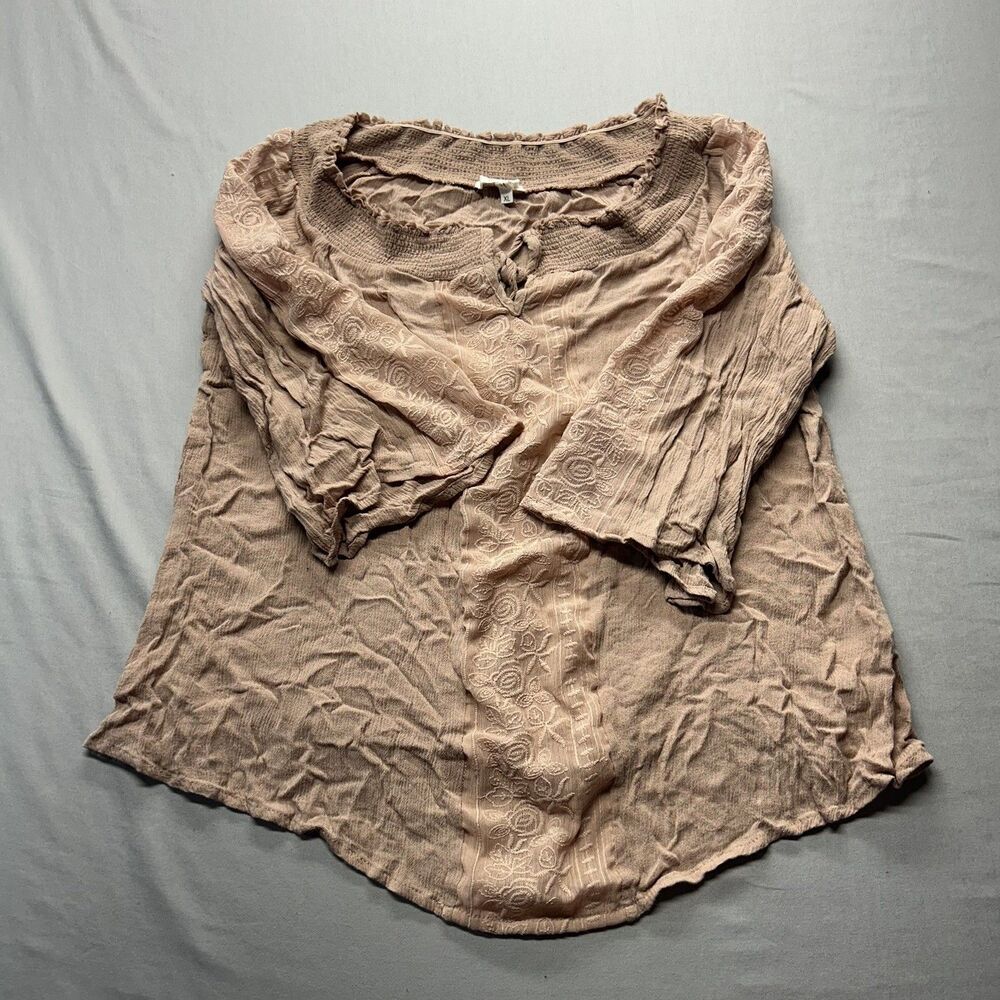 Maurices Mauve Pink Boho Romantic Off Shoulder Embroidered Blouse Top Size XL